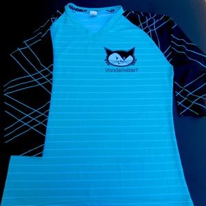Like new Vanderkitten MTB jersey 3/4 sleeve size XL blue black stripes cute